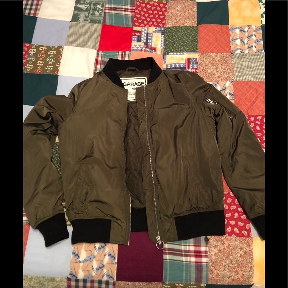 Garage dark green with black trim bomber jacket